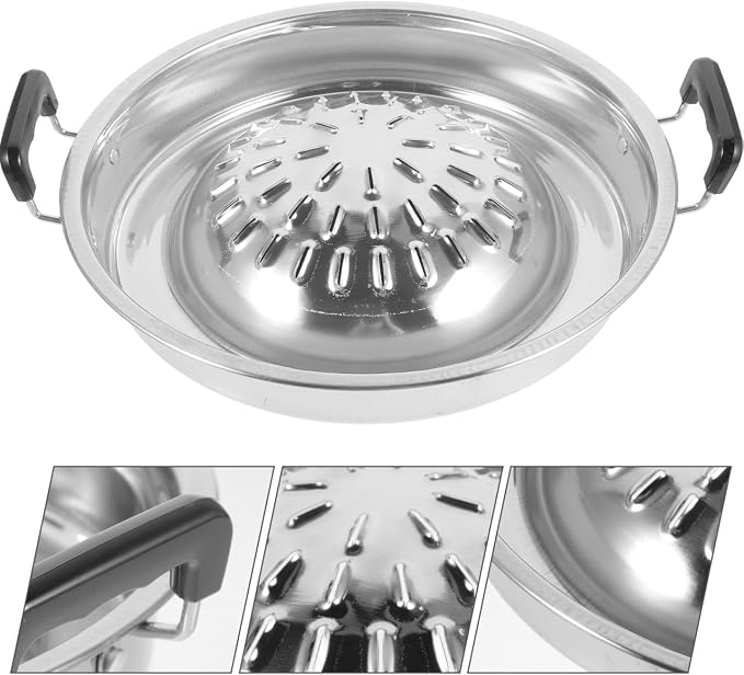 ABOOFAN Korean Bbq Grill Pan Stainless Steel Barbecue Stove Portable Round Grill Plate for Outdoor Cooking Meat Vegetables Bulgogi Tabletop