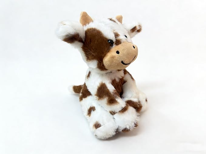 Cute Cow Plush Stuffed Animal Doll Toy 8 inch for Girls Boys One Pieces (Each one has a Different Pattern) (sit Cow bd Brown