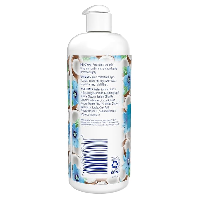 Vagisil Feminine Wash for Intimate Area Hygiene, Scentsitive Scents, pH Balanced and Gynecologist Tested, Coconut Hibiscus, 16.9 oz with Pump