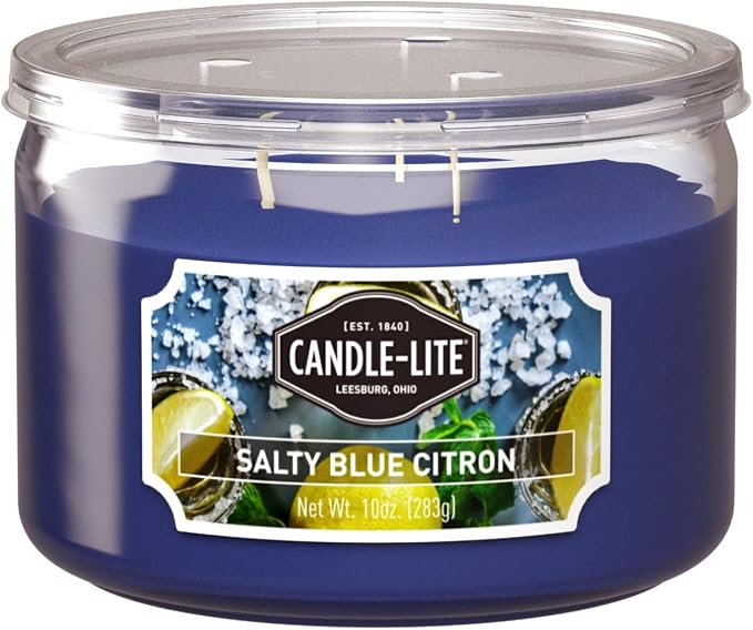 Candle-Lite Everyday Aromatherapy Candle Salty Blue Citron Scented, 10 oz