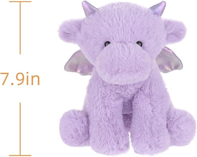 Apricot Lamb Purple Dragon Plush Stuffed Animals for Kids, Soft Cute Plush Toys for Baby Girl and Boy, Fluffy Purple Dragon Purple