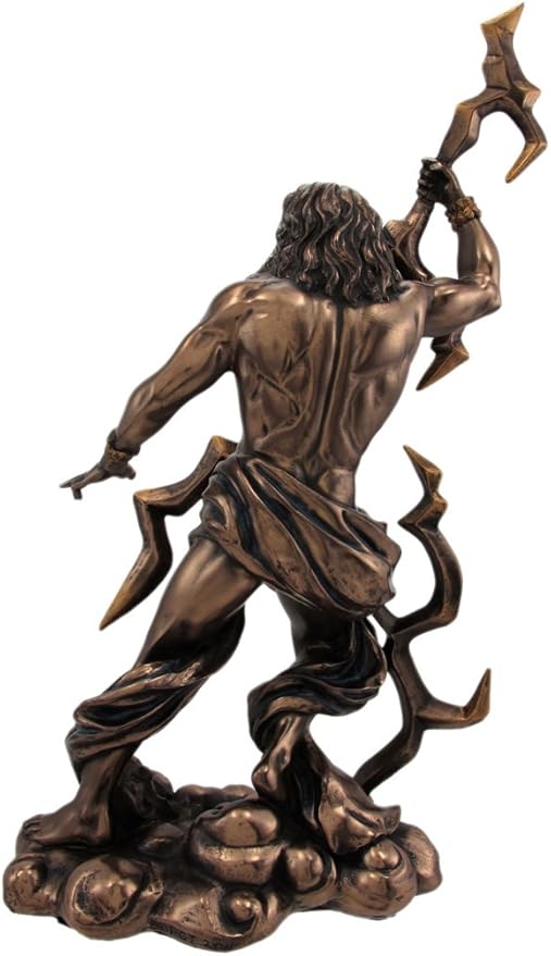 PTC King Zeus Grecian God Throwing Lightning Resin Statue Figurine