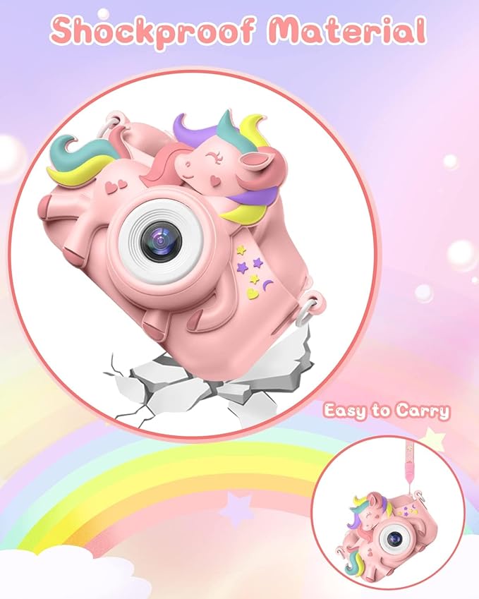 Kids Camera for 3-8 Years Old Toddlers Childrens Boys Girls Selfie Camera 20 MP HD 1080P IPS Screen Dual Digital Toy Camera for Kids Christmas Birthday Gifts with 32Gb Card
