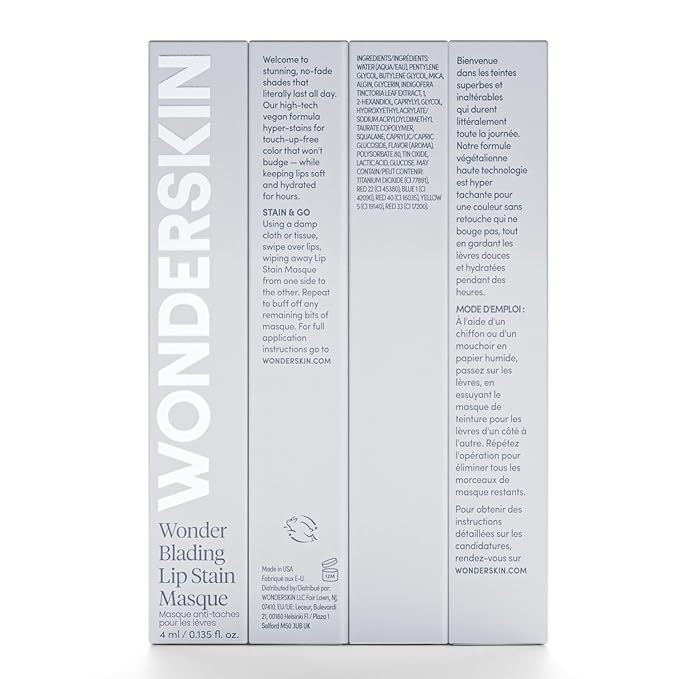 Wonderskin Wonder Blading All Day Lip Stain Peel Off Masque and Reveal Kit- Long Lasting, Waterproof Pink Lip Tint, Transfer Proof Natural Makeup Stain Kit (Charming)