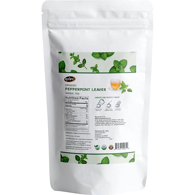 Oxify Organic Peppermint Leaves Herbal Loose Tea- 16 oz (16 oz, Peppermint)