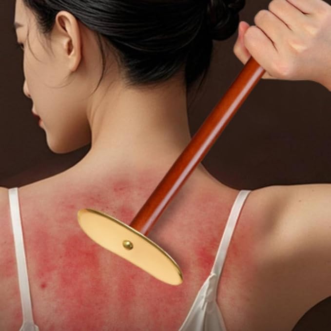 Gua Sha Easy to Clean Long Handle Gua Sha Gift Idea Myofascial Release, Tai Chi Huanghuali Gua Sha Board + Essential Oil + Acupoint Chart