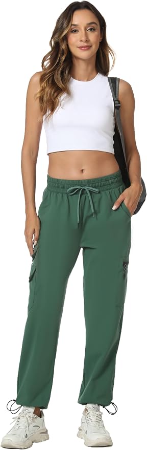 Rrosseyz Women's Hiking Pants with Pockets - Lightweight Water Resistant Joggers Cargo Pants for Casual Travel Golf Outdoor