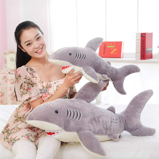 Stuffed Shark Animal Plush Toy 26 Inch Large Great White Animal Stuffed Plushies Super Soft Cute Cuddly Pillow Cushion Stuff Dolls Gift for Children Kids Boys Girls Room Decor Bedtime, 26Inches