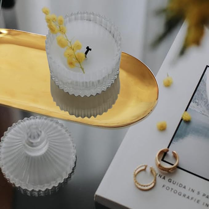 2 Pcs 7" Stainless Steel Decorative Jewelry Tray Ring Holder Dish | Jewelry for Ring Dish Cosmetics Organizer Bathroom Clutter Serving Platter Small Storage Tray, Oval, Gold