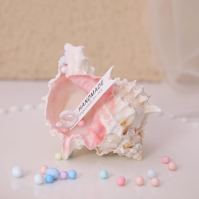 Conch Shape Scented Candle,Minimalist Summer Ocean-Themed Sea Snail Soy Wax Aroma Decorative Candle for Table Photo Prop,Real Pink Whelk Self Love Healing for Women,Fun Beachy Decor