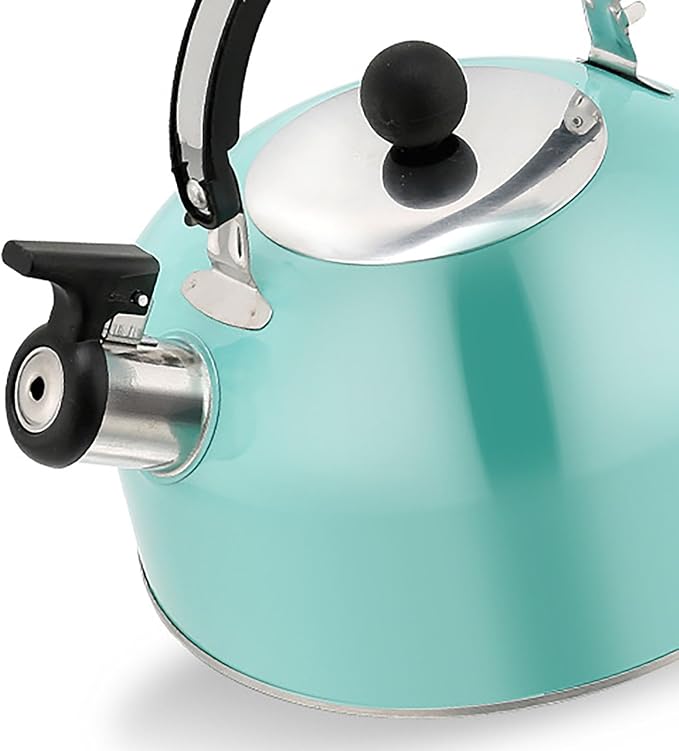2.7 Quart (3 L) Tea Kettle, Food Grade Stainless Steel Teakettle is Best for Boiling Water, Brewing Tea, and Making Coffee (Light Blue)