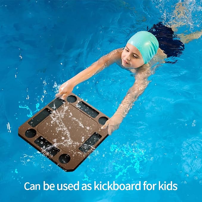 Floating Game or Card Table Tray for Pool or Beach Party Float Lounge Durable Foam Drink Holders with Waterproof Playing Cards (Brown)
