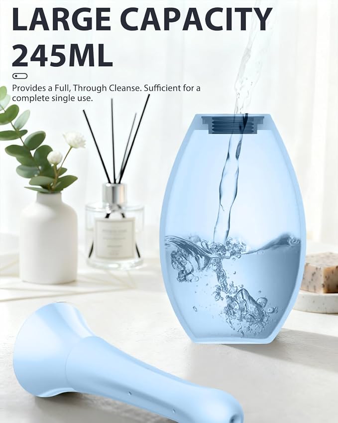 Douche for Men, Douche with 7 Water Outlets & Anti-Backflow Valve, Portable Shower Douche Rinse Kit Cleaning Device(Blue)