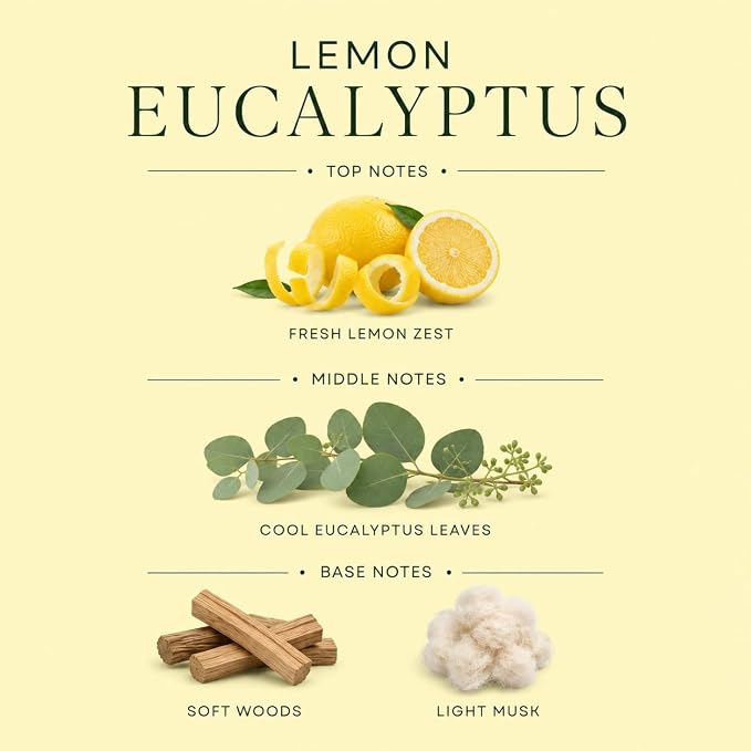 Lemon Eucalyptus Affinati 10 oz Scented Candle for Home – Long Lasting Fruity Soy Blend Candle with Wooden Wick, Strong Scent Throw Glass Jar Candles, Premium Clean Burning Aromatherapy Gifts