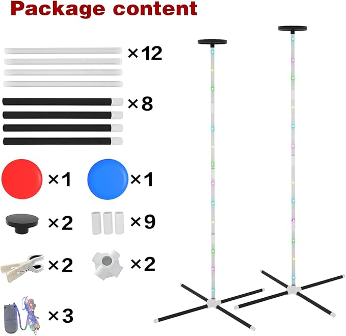 Outdoor Games Yard Games for Adult Family Kids, 2 in 1 Limbo Games with Led Light, Perfect for Camping, Beach, Lawn