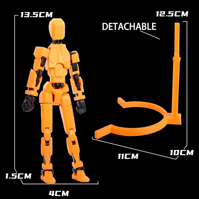 T-13 Action Figure with Pose Stand,Anime Robot Building Toy Sets,Lucky Puppet Joints for Boys,Girls,Men,Women,Multi-Jointed Moveable Dummy Desk Decoration,Desktop Ornament for Game Lover,Orange
