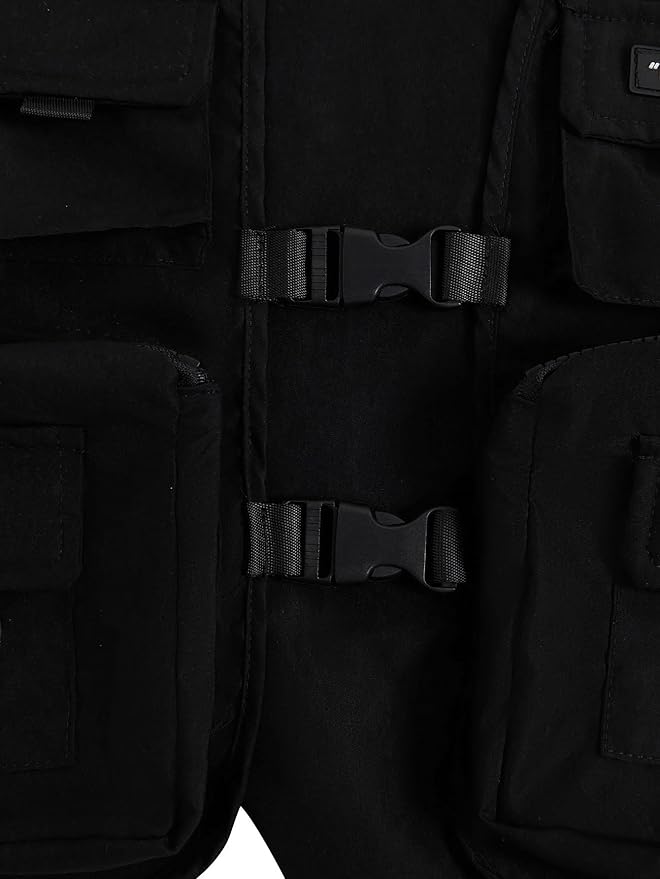 Verdusa Boy's Pocket Front Buckle Sleeveless Cargo Vest Jacket