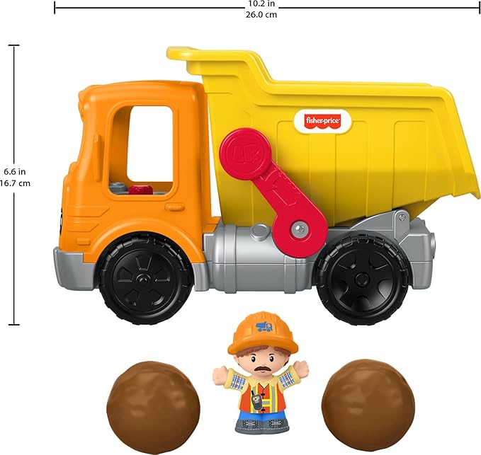 Fisher-Price Little People Toddler Construction Toy Work Together Dump Truck with Music & Accessories for Pretend Play Kids Ages 1+ Years
