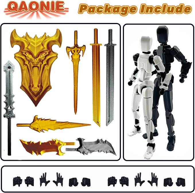 3D Printed 5.54-inch Multi-Jointed Action Figures Dummy13, Full Body Mechanical Movable Toy, Multiple Accessories, Hand Painted Figure, Desk Decoration, Creative Gifts (Z-Set3)