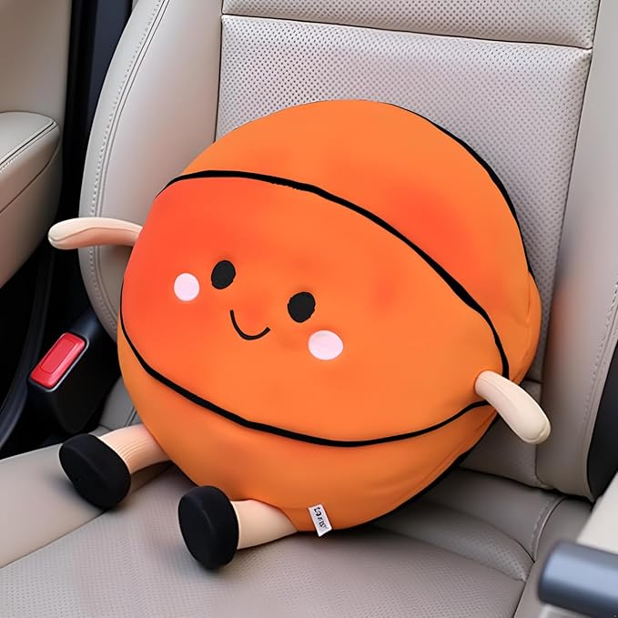 11 Inch Big Creative 3D Simulation Basketball Pillow,Fluffy Cars Pillow Basketballs Toy Outdoor Cushions for Ball Owners,Clever Boy's and Girl's Room Decor