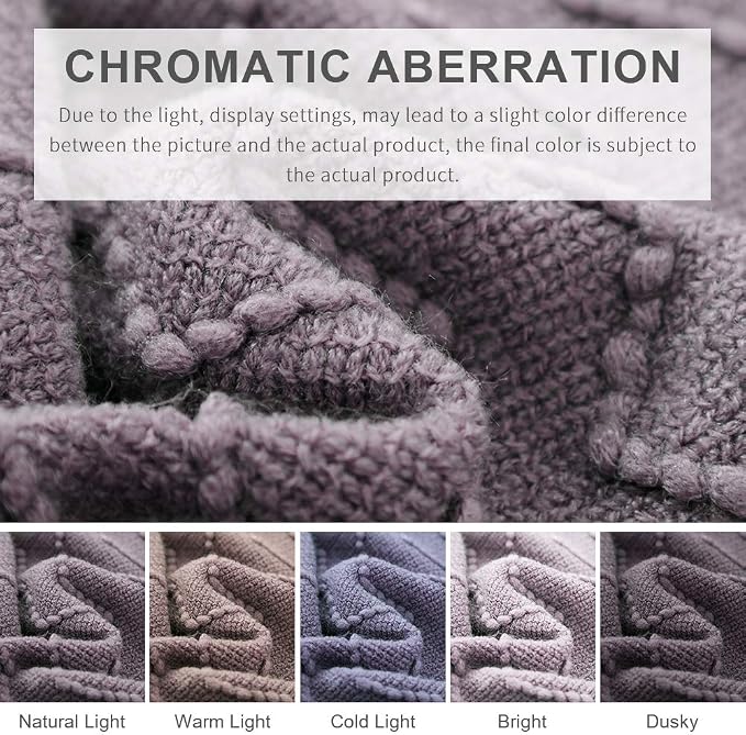 BOURINA Dark Lavender Throw Blanket 50x90 Inch Knit Soft Throw Bed Blanket | Knitted Throw Blanket 50x90 Inches, Soft Lightweight Boho Weave Throw Decorative Couch Blanket for Living Room Bed Runner