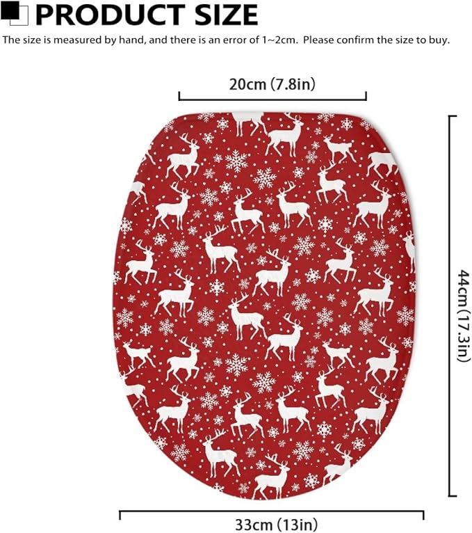 Christmas Deer Toilet Lid Cover, Comfortable Dustproof and Reusable Toilet Seat Cover, Flannel Soft Bathroom Accessories Toilet Lid Cover