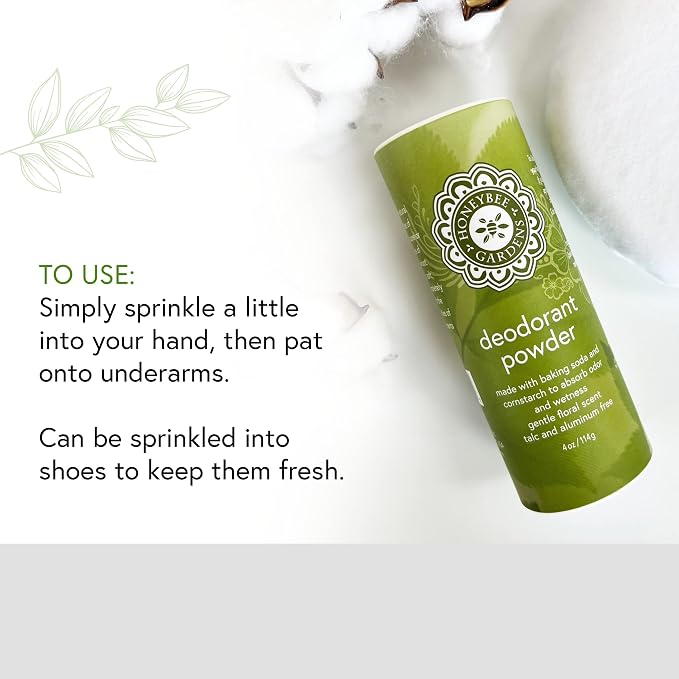 Honeybee Gardens Unscented Deodorant Powder for Men – Talc-Free & Aluminum-Free Body Powder with Baking Soda, Cornstarch & Arrowroot, Multi-Use Powder for Sensitive Skin, Vegan & Cruelty-Free, 4 oz