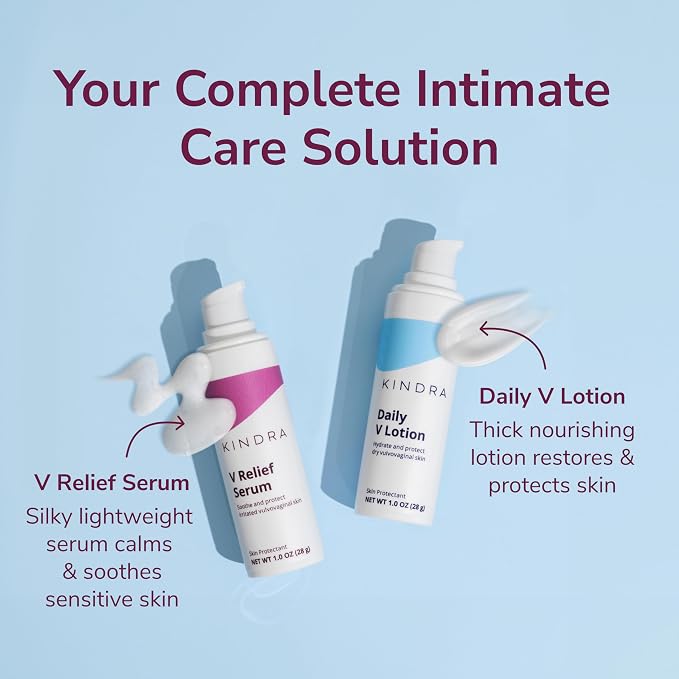 Kindra V Hydration Duo - Feminine Moisturizer Lotion and Serum, Hyaluronic Acid, Estrogen-Free, pH-Balanced Intimate Skincare for Daily Hydration and Skin Comfort