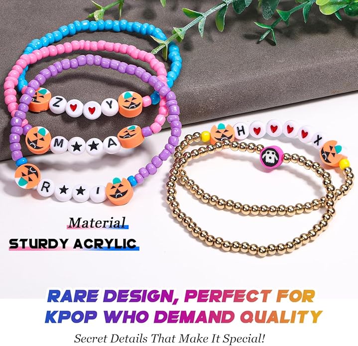 AICase for Korea-Pop Merch Toys Gifts Cosplay Bracelets 5 Pcs Stackable Stretch Beaded Bracelets Birthday Decorations Costume Outfit Jewelry Gifts for Fans Women Christmas Stocking_1