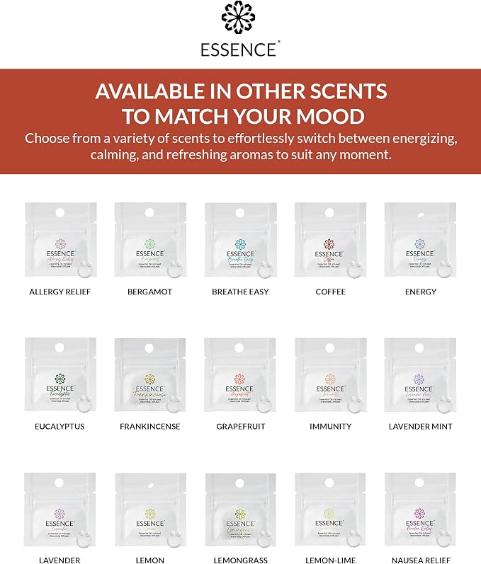 Essence Wearable Aromatherapy Nasal Diffuser – Frankincense Essential Oil Nose Ring Silicone Inhaler for Stress & Mood Support - Made in USA & Travel-Friendly