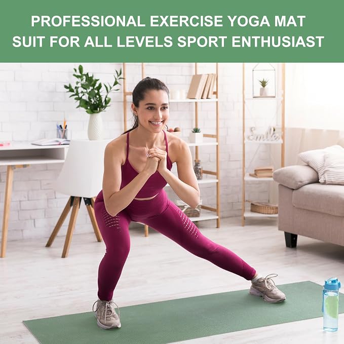 3 mm Thin Yoga Mats Bulk, Lightweight PVC Exercise Mats Non Slip Workout Fitness Pads for Yoga Pilates Stretching Classes Gym Home Studio, Easy to Clean
