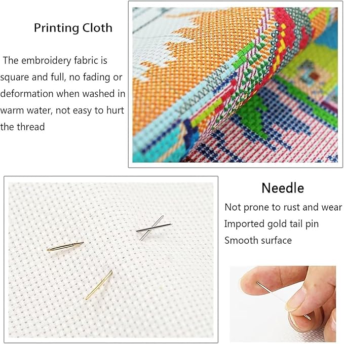 DIY Art Therapy Embroidery Kit,Pre-Printed Canvas 40x50cm,Relaxing Hand Stitch Project for Women,Beginners,Teens,Gift for Craft-Loving,Baby Elephant