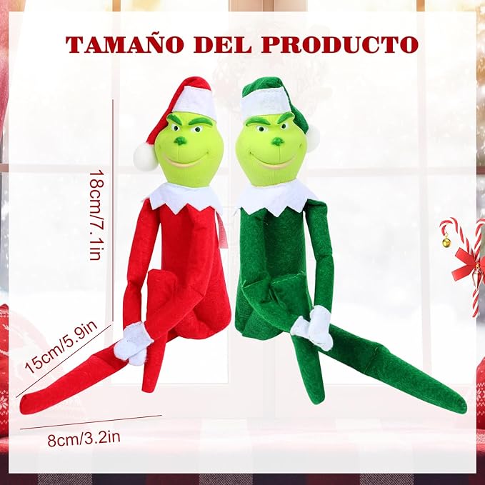 Christmas Elf Plush Doll, Monster Plush Toy Decorations, Fun Toys Gifts and Christmas Decorations, for Xmas Ornaments Tabletop Home Office Decor, 12 inches (Green)