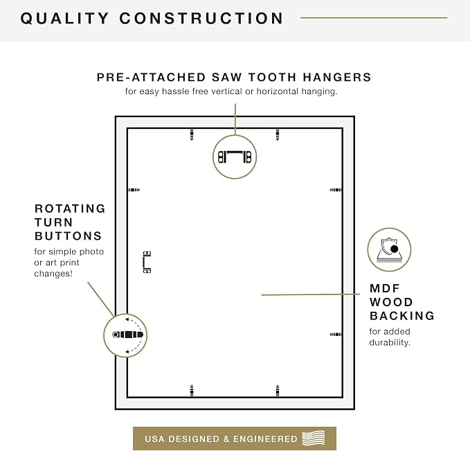 MCS Studio Gallery 16x20 Poster Frame Walnut Woodgrain Engineered Wood, Vertical & Horizontal Wall Hanging Large Picture Frame for Photos, Posters & Art Prints (1-Pack)