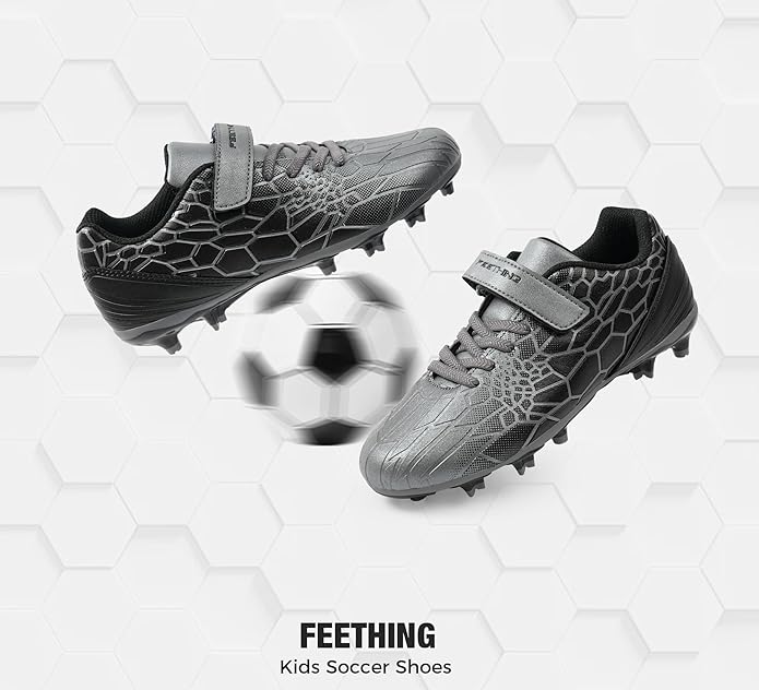 Kids Soccer Cleats for Boys Girls Soccer Shoes Firm Ground Youth Lightweight Athletic Training Football Cleats for Little/Big Kid