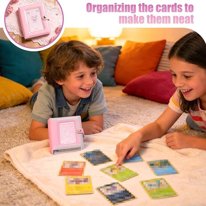 Small 1 Pocket Trading Mini Card Binder Collection with 40 Count for MTG, Sports,TCG Cards (Pink)