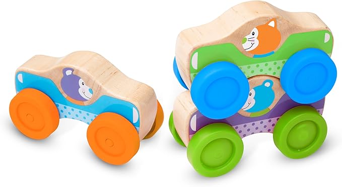 Melissa & Doug First Play Wooden Animal Stacking Cars (3 pcs)