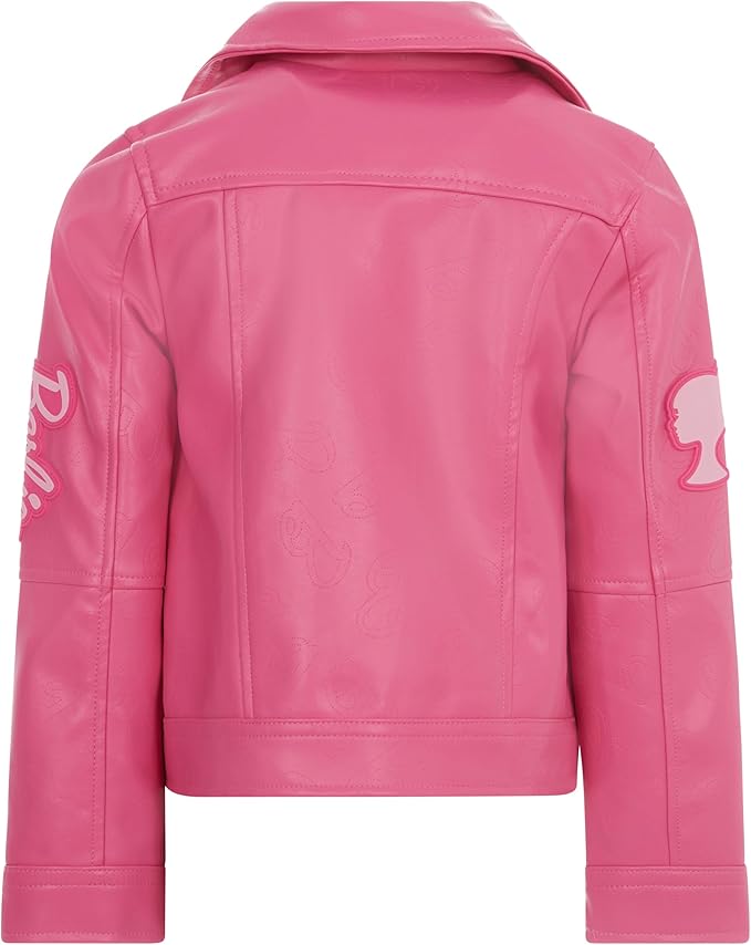 Barbie Girls Pink Faux Leather Jacket Little Kid to Big Kid Sizes (4-14-16)