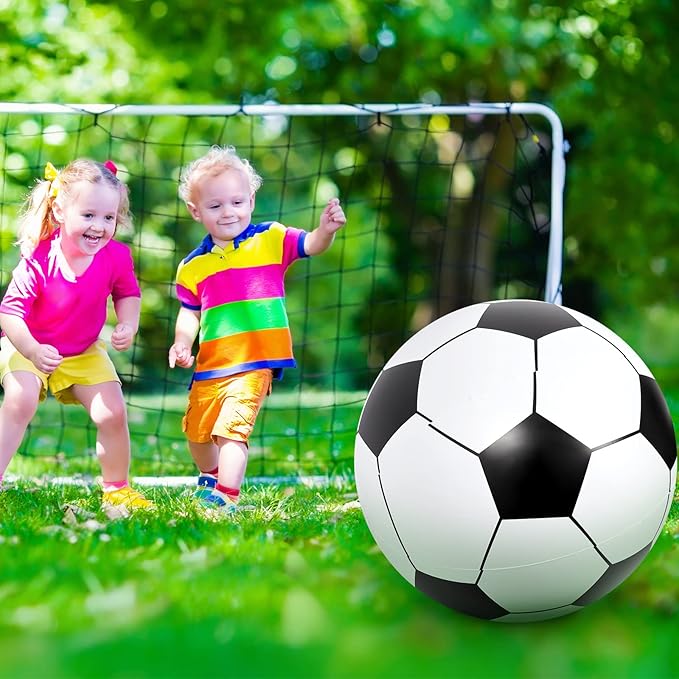 Lewtemi 2 Pcs Inflatable Beach Soccer Ball for Kids 27" Giant Inflatable Football Large Sport Balls for Kids Outdoor Activity Game Pool Toys Decoration Party Favor