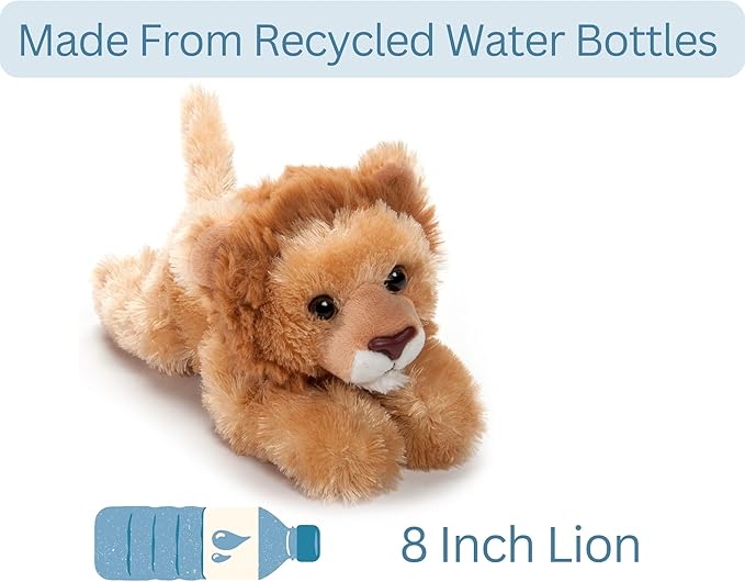 The Petting Zoo Lion Stuffed Animal Plushie, Gifts for Kids, Scoopz Wildlife Animals, Brown Lion Plush Toy, 8 inches