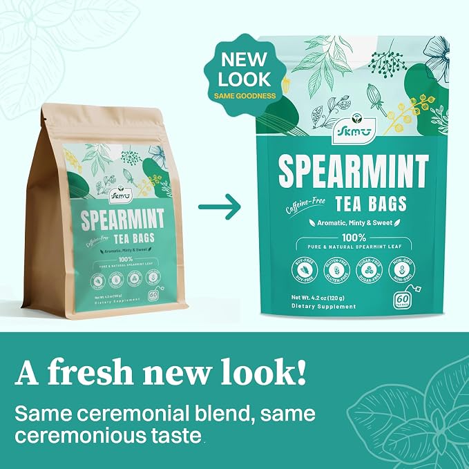 Spearmint Tea (60 Herbal Tea Bags) | Healthy & Refreshing Mint Tea | Supports Digestion & Wellness, Caffeine - Free, Non-GMO