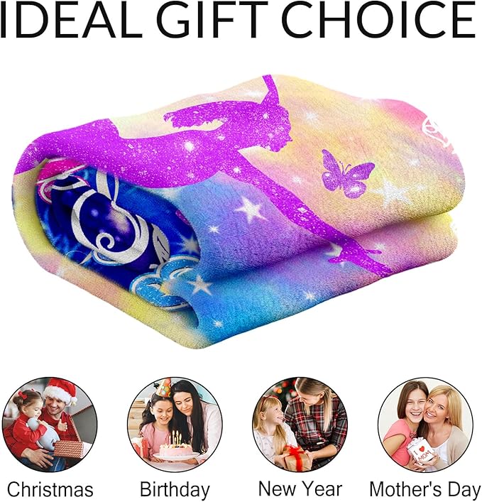 Custom Gymnastics Blanket for Girls - 30 x 40 Inches Kids Gifts for Gymnasts - Fuzzy Flannel Throws Stuff for Team, Gymnastics Lovers