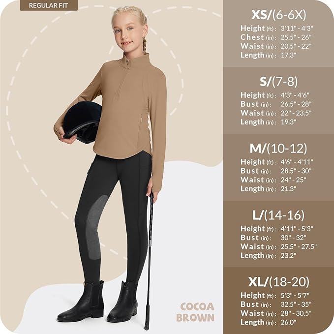 baleaf Girls Long Sleeve Shirts Fleece Jacket Fall Half Zip Pullover Kids Sweatshirts Athletic Thermal Coat