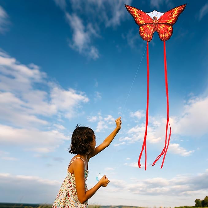 Butterfly Kites for Kids & Adults, Easy to Fly Design with Long Tail for Stability, for Kids Ages 4-8 & Beginners, Beach & Park Use | Family Outdoor Fun