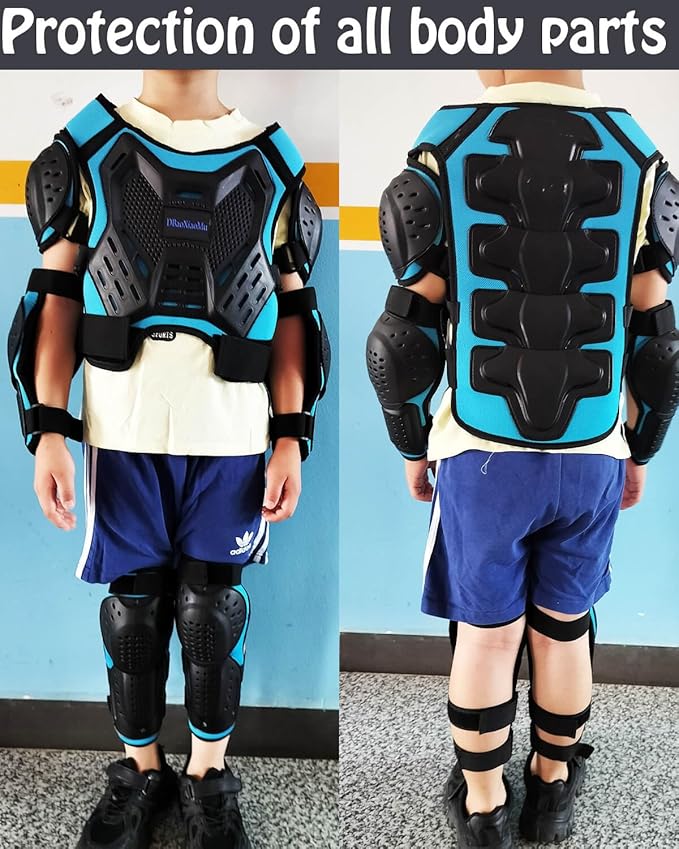 Kids Dirt Bike Gear, Youth Motocross Armor Protective Vest Suit,Children Chest Back Knee Elbow Protection for Cycling ATV