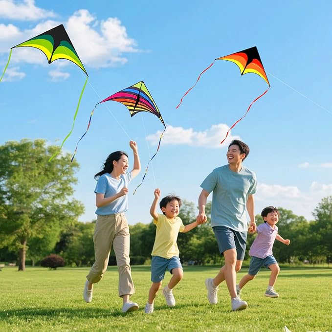 Mint's Colorful Life Delta Kite for Kids & Adults, Extremely Easy to Fly Kite for Beach Trip, Best Kites for Beginners, 300ft String Handle Included