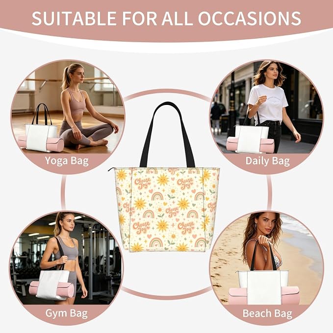 Christian Cross Jesus God Yoga Mat Bag for Women with Mats Bags Carrier Carryall Canvas Tote with Zipper Pocket, Polyester Gym Bag for Yoga Pilates Beach Travel Fitness Workout Gifts for Yoga Lovers