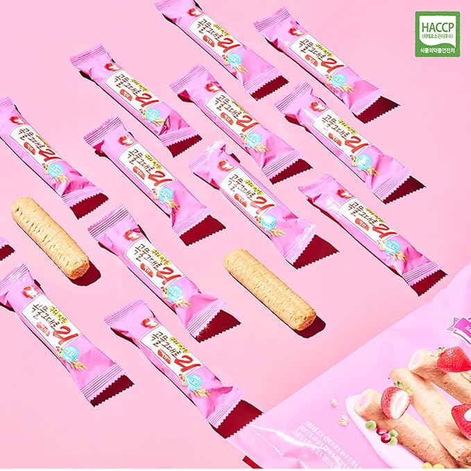 LENITH Korean Premium Multi Whole Grain Baked Crispy Rolls 21 Grains Strawberry Flavor 150g(5oz 860kcal)