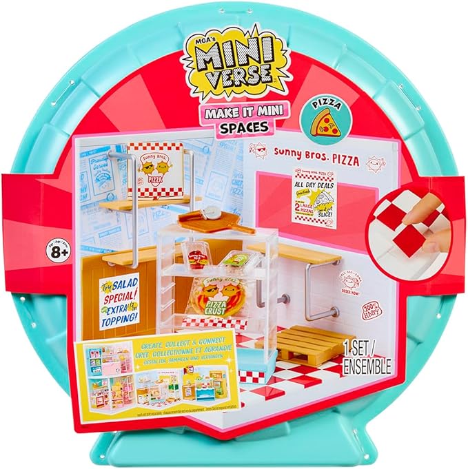 MGA's Miniverse Make It Mini Spaces Pizza Shop, Building Set, Customize, DIY Crafts, Rooms, Hobby, Collectors, Display, Gifts, 8+
