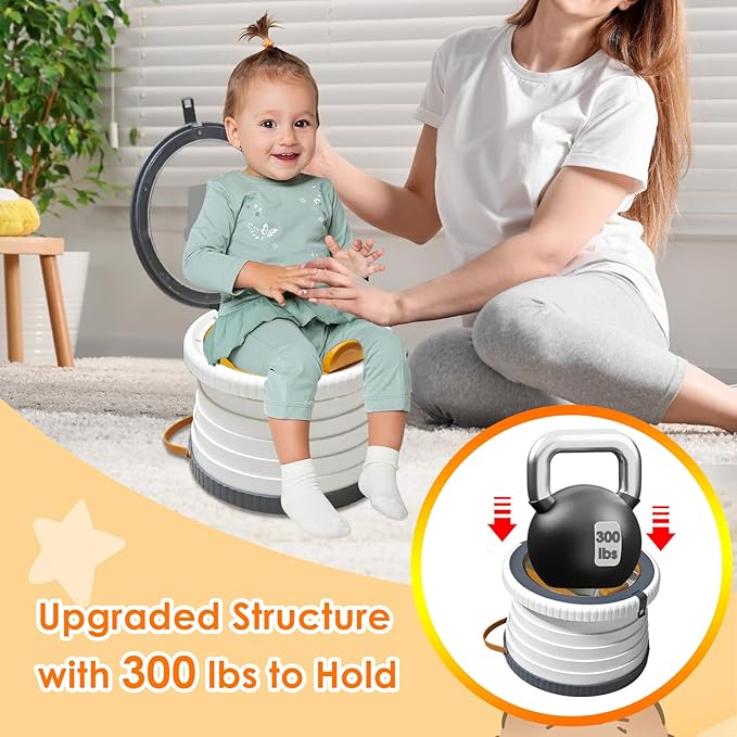2025 Upgraded Portable Potty Training, Travel Potty for Toddler, portable toilet for kids Foldable, Apply to Seat Emergency Toilet for Camping, Outdoor,Car,3 rolls of garbage bags (Transparent-Gray)